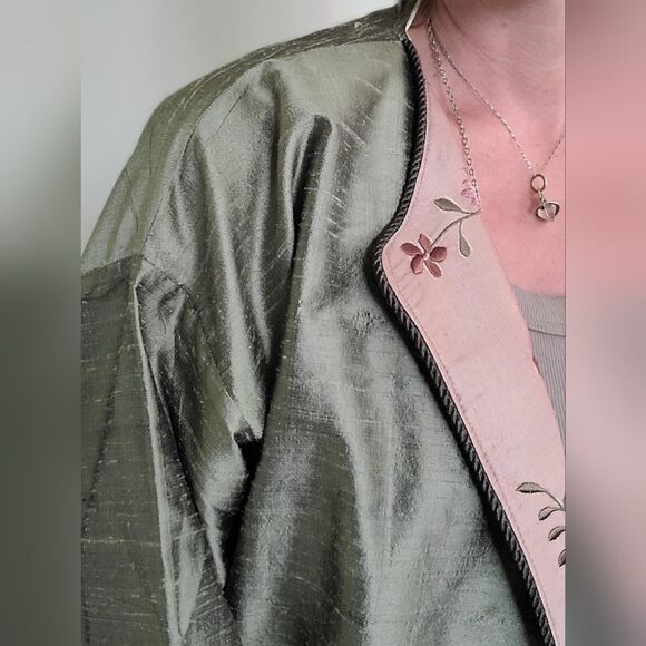 Hand Crafted Sage and Blush Grandmacore boho Blouse/ Jacket - Picture 4 of 12